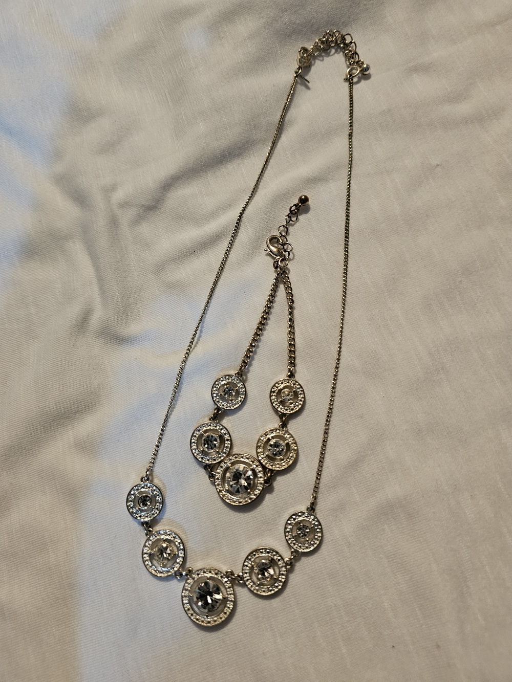 Silvee Crystal Circle Necklace and Bracelet Set